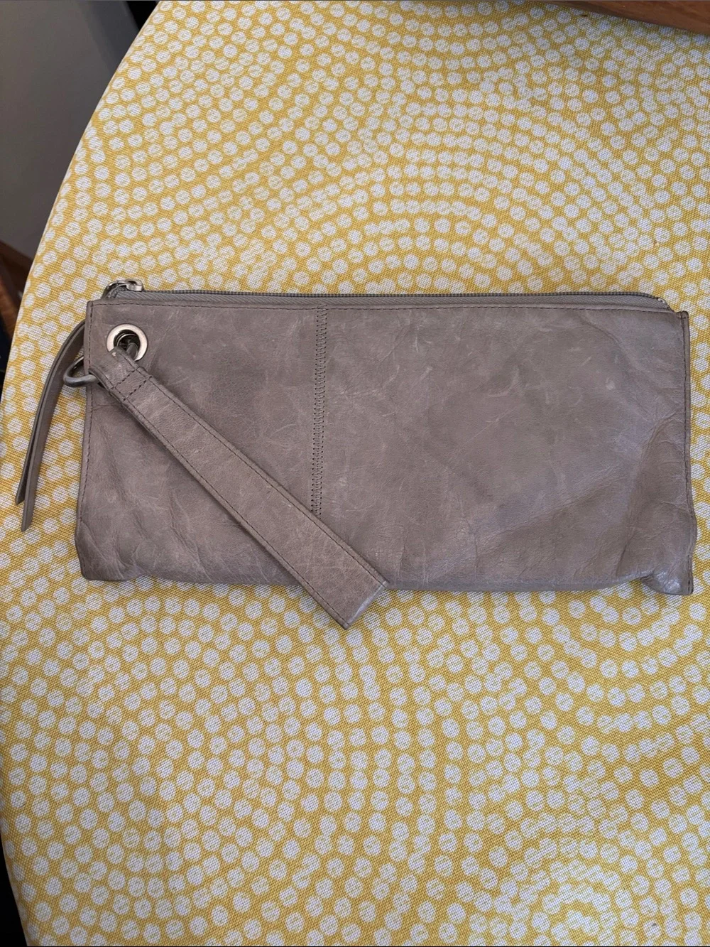 Hobo  Gray Leather Wristlet Clutch
